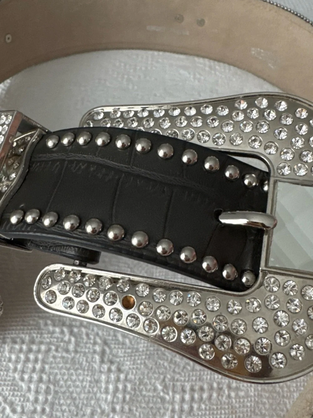 Nocona Women's Black Crystal Buckle Western Belt